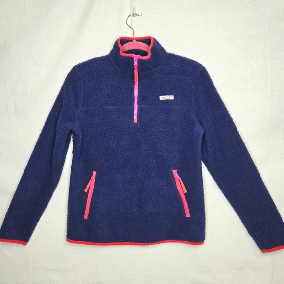 Vineyard Vines Tops - Vineyard Vines 3/4 zip Fleece Pullover. Blue With Red And Pink Trim. XXS
